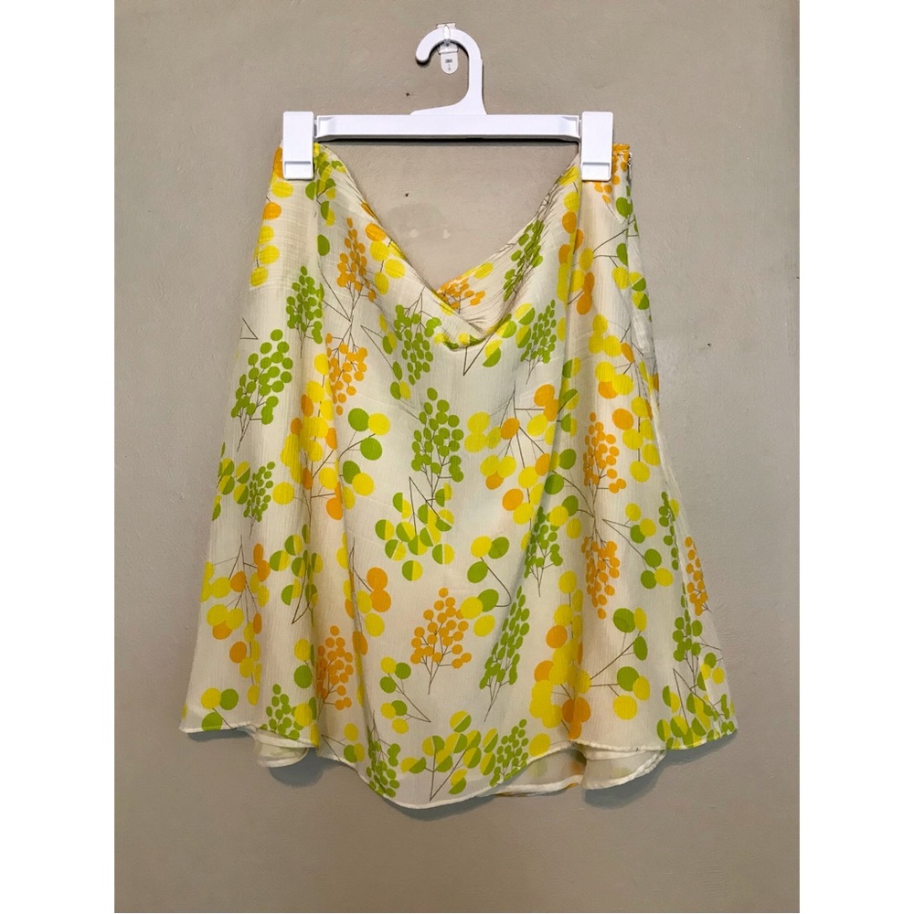 Yellow Floral Silk Mini Skirt